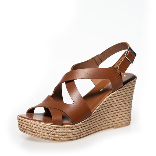 COPENHAGEN SHOES JADIE Wedge sandals 0241 COGNAC