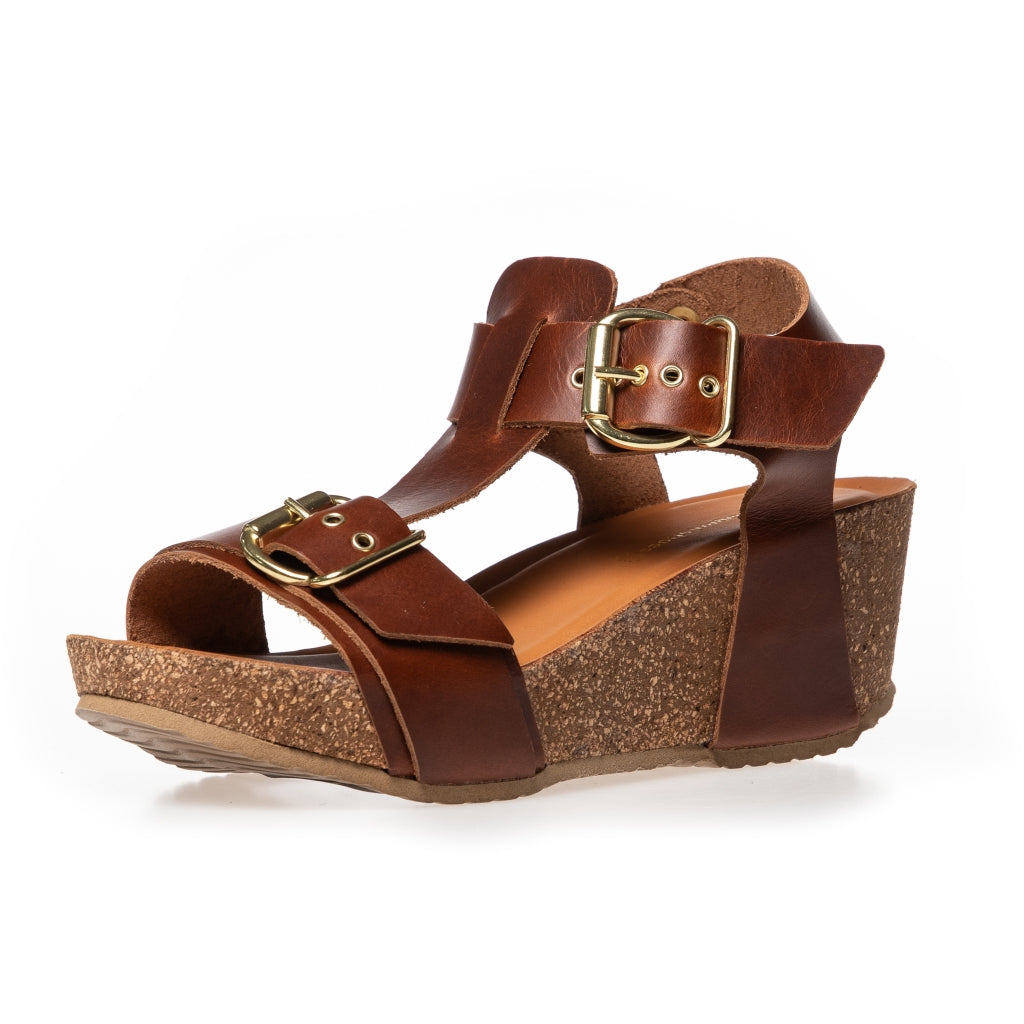 COPENHAGEN SHOES DANCE AND SMILE Wedge sandals 0241 COGNAC