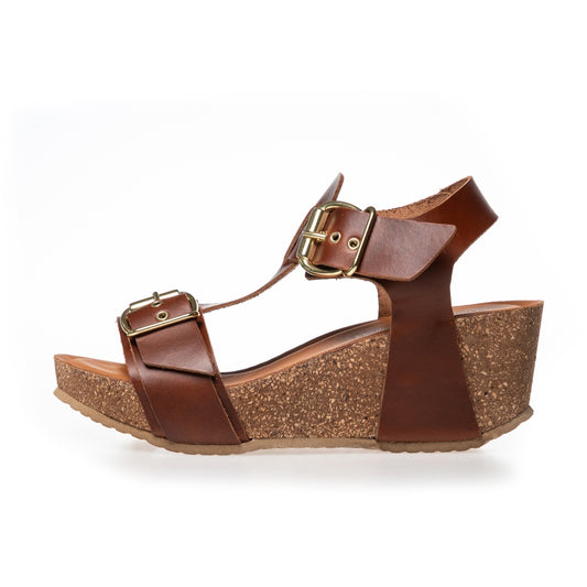 COPENHAGEN SHOES DANCE AND SMILE Wedge sandals 0241 COGNAC
