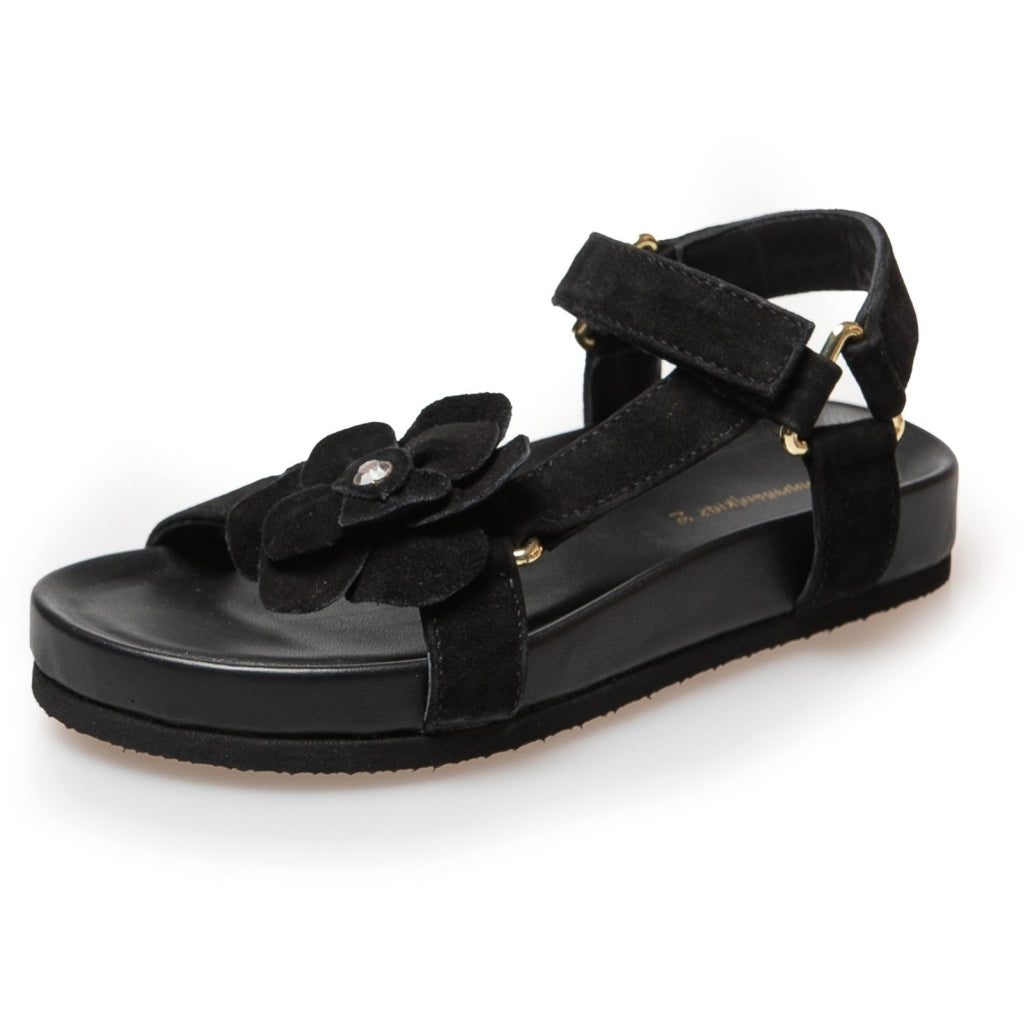 COPENHAGEN KIDS MY FLOWERS GIRL Sandals 0001 BLACK SUEDE