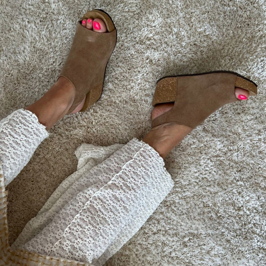 COPENHAGEN SHOES NEW COACHELLA SUEDE Wedge sandals 0002 BEIGE