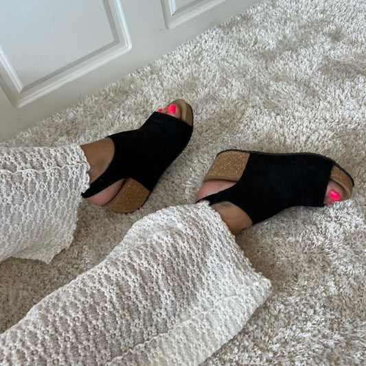COPENHAGEN SHOES NEW COACHELLA SUEDE Wedge sandals 001 Black