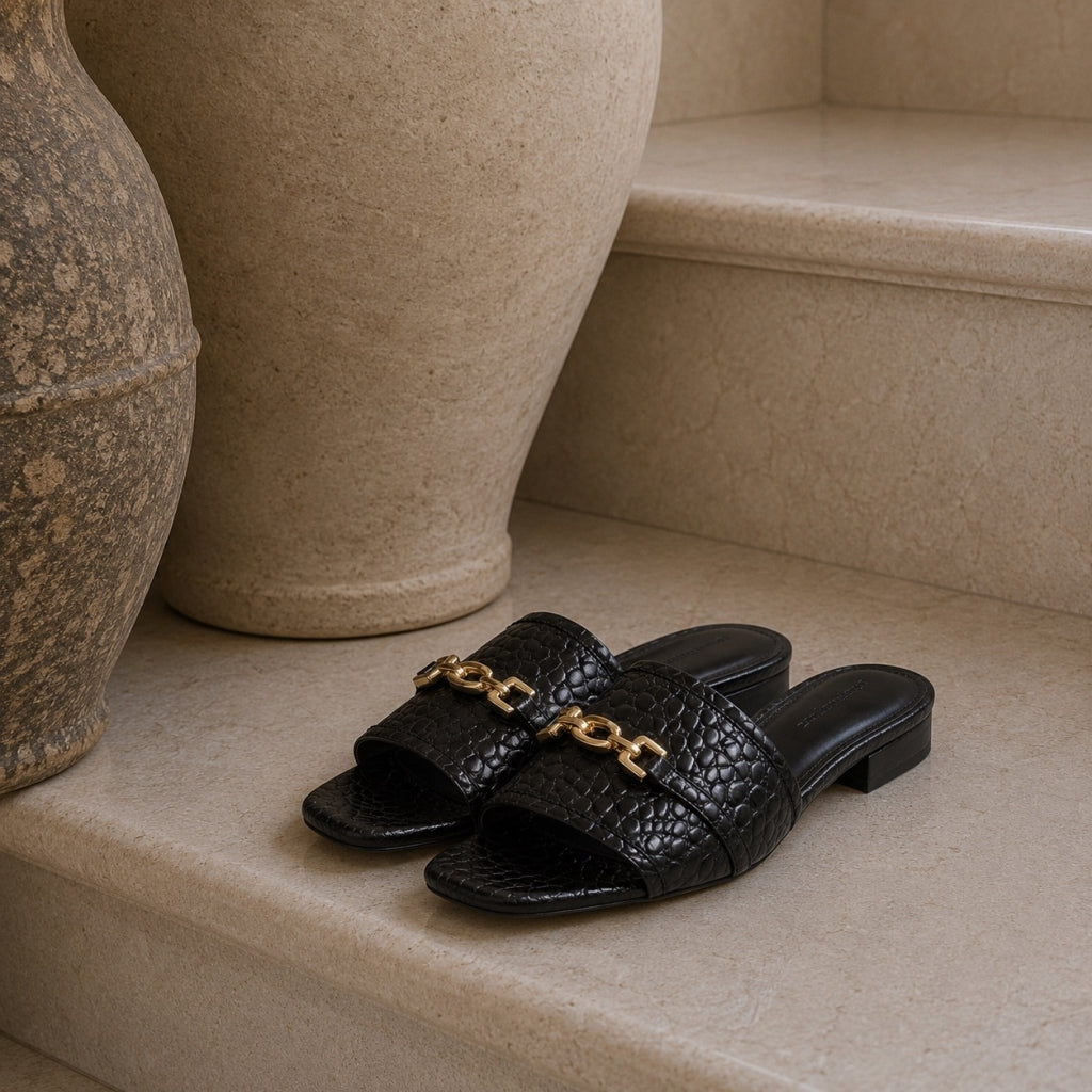 COPENHAGEN SHOES SUNSHINE GIRLS CRC. Slippers 0001 BLACK