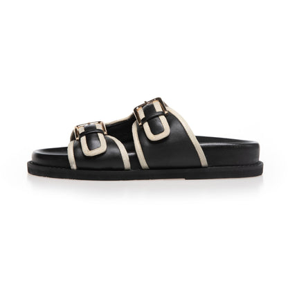 COPENHAGEN SHOES THE FEELING LEATHER Slippers 0010 BLACK/BEIGE