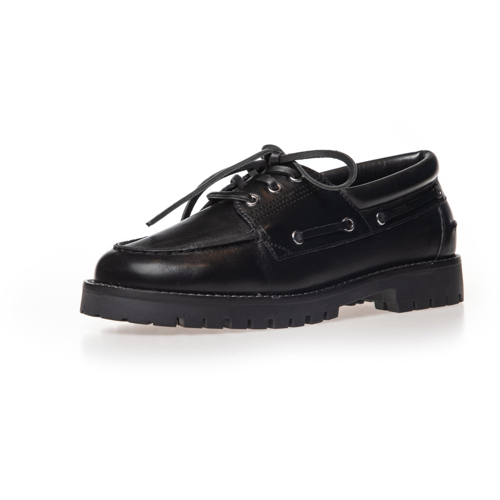 COPENHAGEN SHOES THE WALK LEATHER Boat Shoe 0001 BLACK