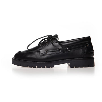 COPENHAGEN SHOES THE WALK LEATHER Boat Shoe 0001 BLACK