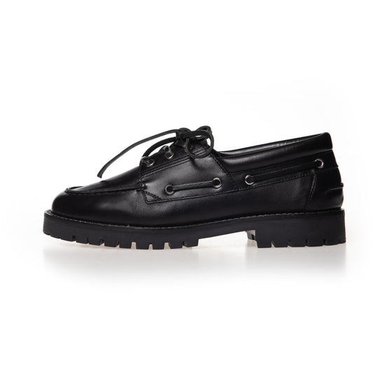 COPENHAGEN SHOES THE WALK LEATHER Boat Shoe 0001 BLACK