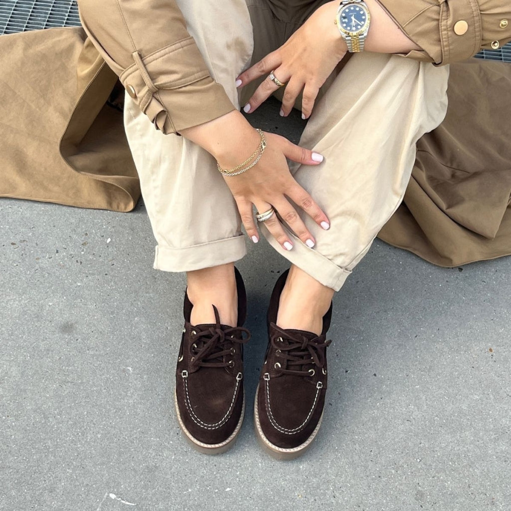 COPENHAGEN SHOES THE WALK SUEDE Boat Shoe 004 Dark brown
